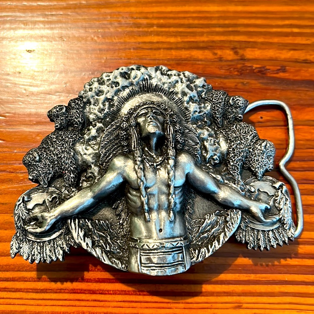 1981 Bergamot Brass works Native American buckle